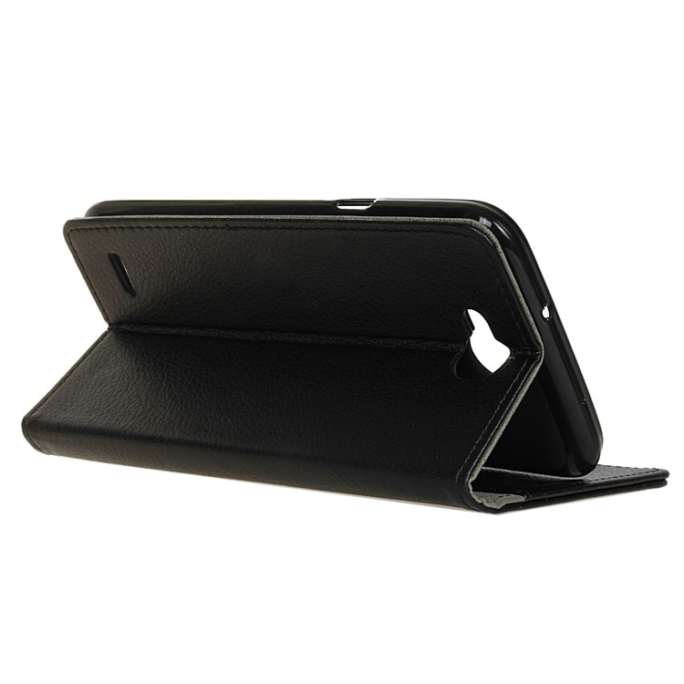 Litchi Skin Leather Wallet Case for LG X power2 - Black-5
