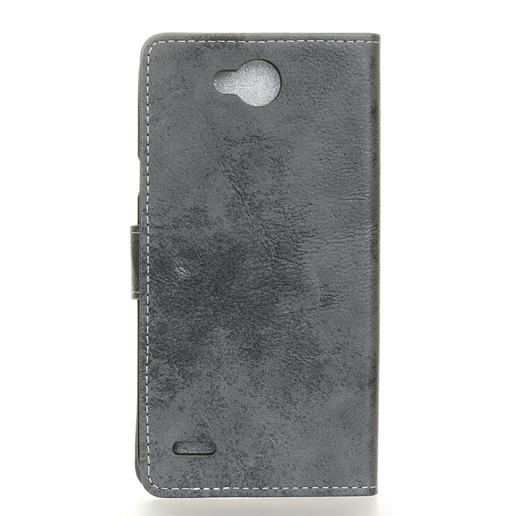 Vintage Style Wallet PU Leather Stand Case for LG X power2 - Grey-3