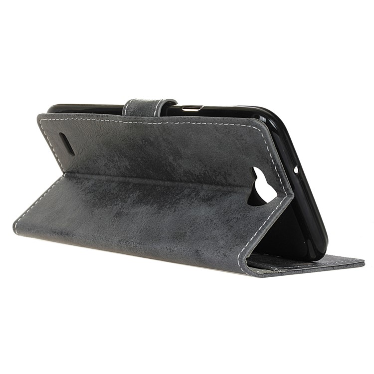 Vintage Style Wallet PU Leather Stand Case for LG X power2 - Grey-5
