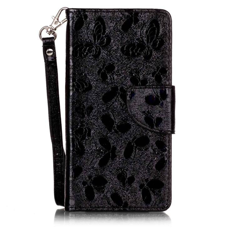 Laser 3D Colorido Carving Butterfly Wallet Leather Stand Case para LG X Style - Black-1