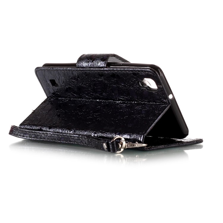 Laser 3D Colorido Carving Butterfly Wallet Leather Stand Case para LG X Style - Black-4