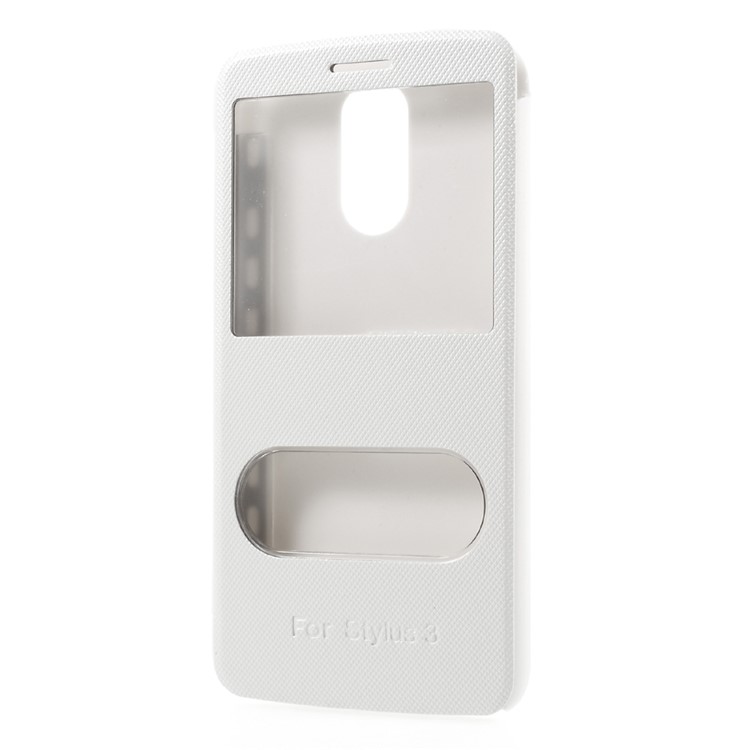 For LG Stylus 3 / Stylo 3 Silk Texture Dual Window Stand Leather Mobile Phone Casing - White-1