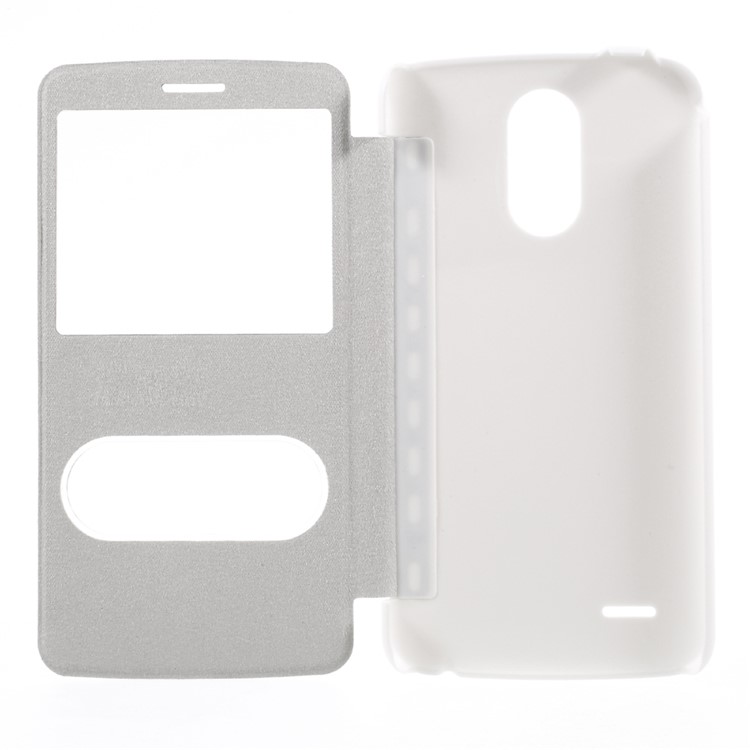 For LG Stylus 3 / Stylo 3 Silk Texture Dual Window Stand Leather Mobile Phone Casing - White-4