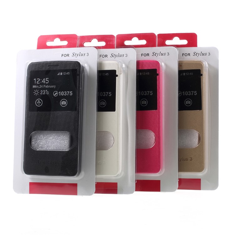 For LG Stylus 3 / Stylo 3 Silk Texture Dual Window Stand Leather Mobile Phone Casing - White-5