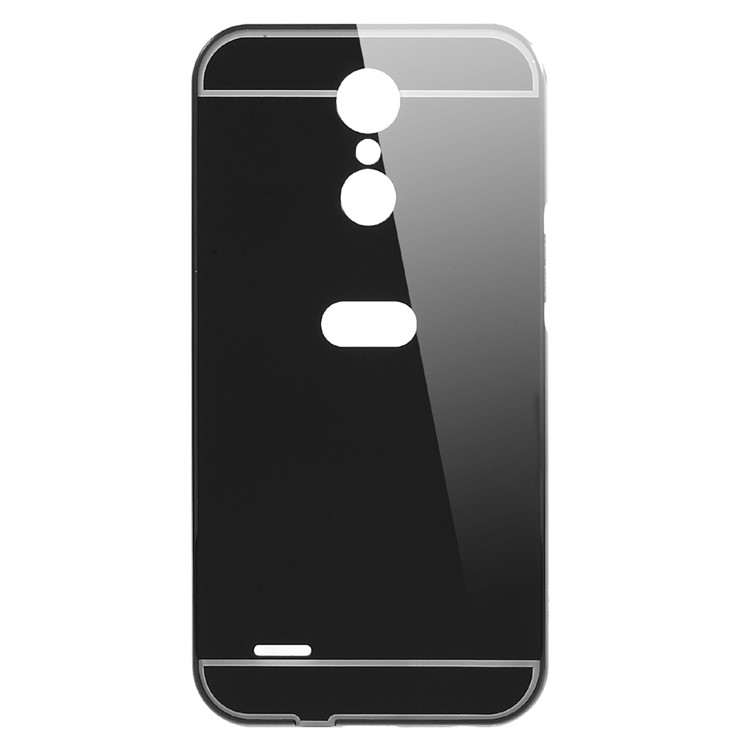 For LG K10 (2017) Sliding Metal Frame Mirror-like PC Mobile Casing - Black-1