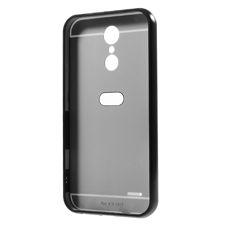 For LG K10 (2017) Sliding Metal Frame Mirror-like PC Mobile Casing - Black-3