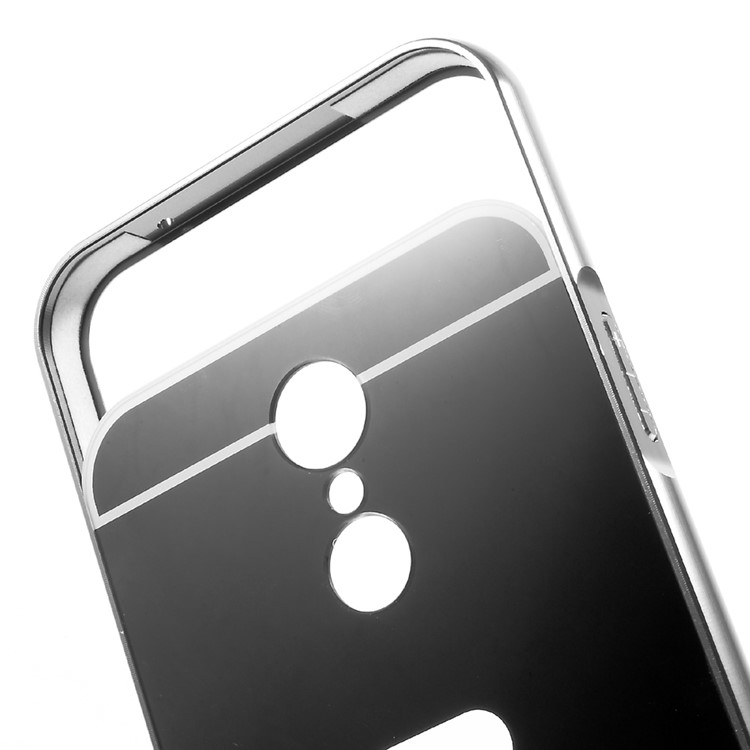 For LG K10 (2017) Sliding Metal Frame Mirror-like PC Mobile Casing - Black-5
