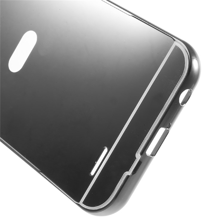 For LG K10 (2017) Sliding Metal Frame Mirror-like PC Mobile Casing - Black-6