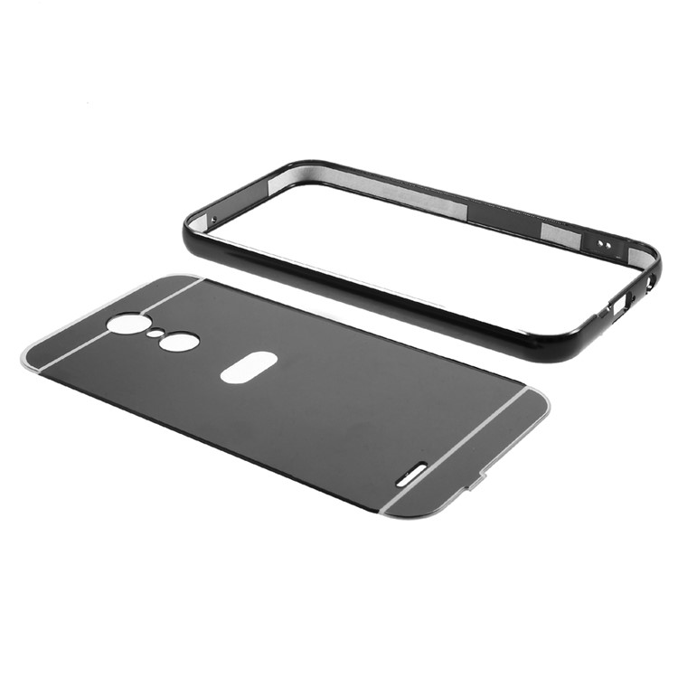 For LG K10 (2017) Sliding Metal Frame Mirror-like PC Mobile Casing - Black-7