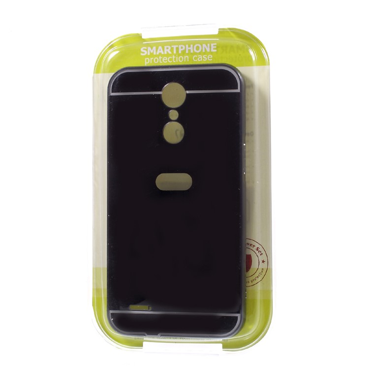 For LG K10 (2017) Sliding Metal Frame Mirror-like PC Mobile Casing - Black-8