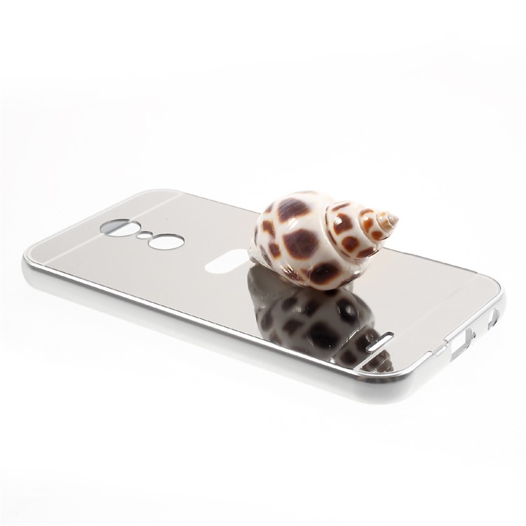 Slide-on Metal Bumper Mirror-like PC Back Mobile Phone Case for LG K10 (2017) EU Version - Silver-4