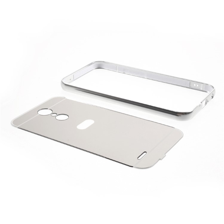 Slide-on Metal Bumper Mirror-like PC Back Mobile Phone Case for LG K10 (2017) EU Version - Silver-6
