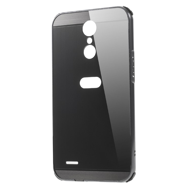 Shock-proof Plated Bumper + Brushed PC Mobile Phone Cover for LG K10 (2017) - Black-1