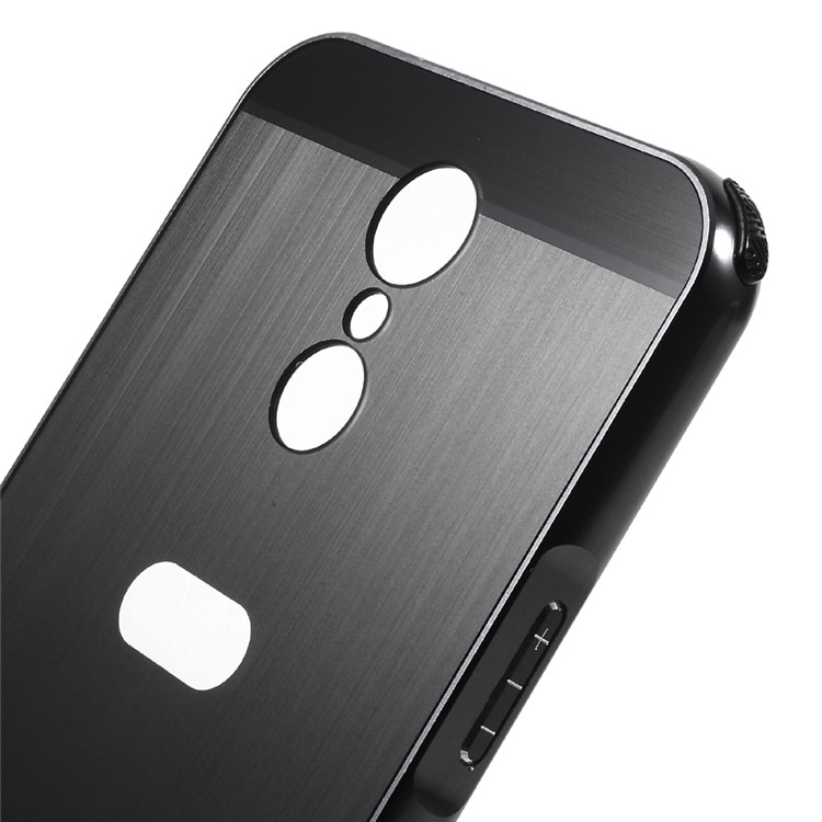 Shock-proof Plated Bumper + Brushed PC Mobile Phone Cover for LG K10 (2017) - Black-4