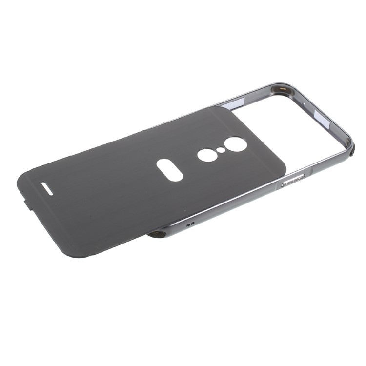 Shock-proof Plated Bumper + Brushed PC Mobile Phone Cover for LG K10 (2017) - Black-6