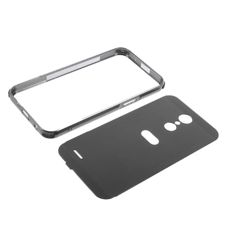 Shock-proof Plated Bumper + Brushed PC Mobile Phone Cover for LG K10 (2017) - Black-7