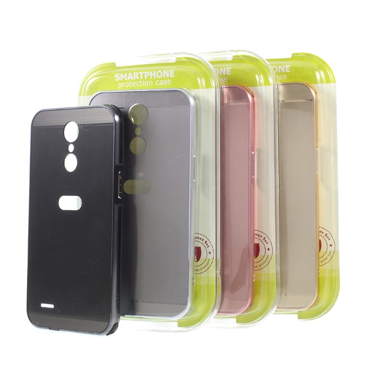 Shock-proof Plated Bumper + Brushed PC Mobile Phone Cover for LG K10 (2017) - Black-8