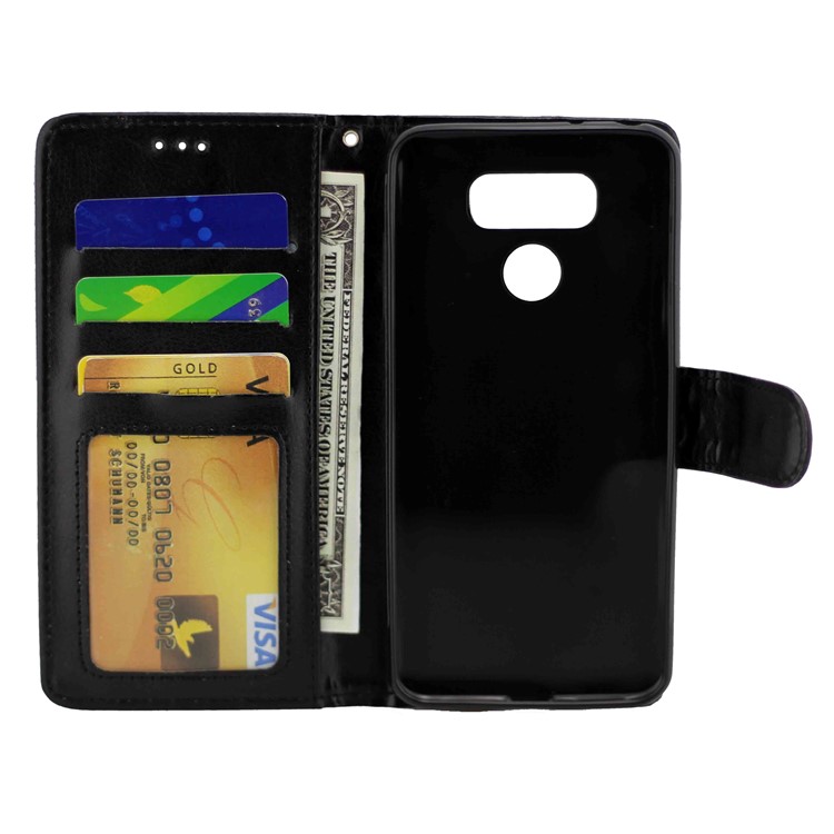 Crazy Horse Wallet Leather Mobile Casing with Stand for LG G6 - Black-2