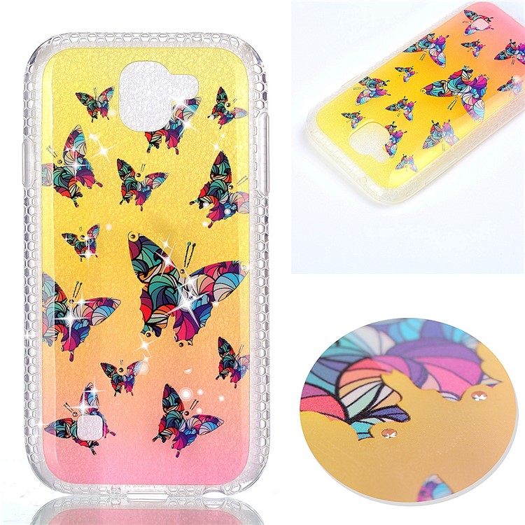 Patterned Inner Rhinestone TPU Case for LG K3 (2017) - Colorful Butterflies-1