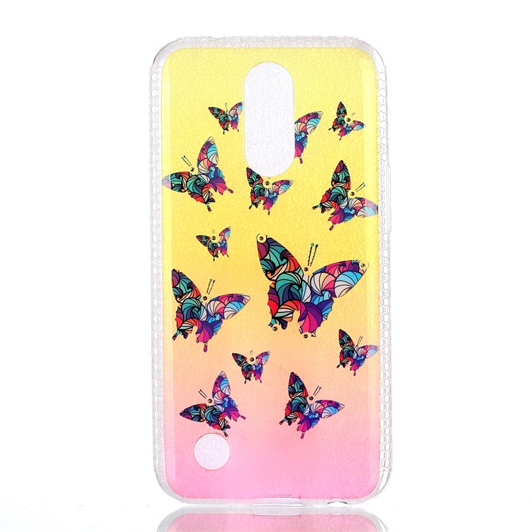Pattern Printing Inner Rhinestone TPU Case for LG K10 (2017) - Colorful Butterflies-2