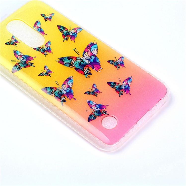 Pattern Printing Inner Rhinestone TPU Case for LG K10 (2017) - Colorful Butterflies-4