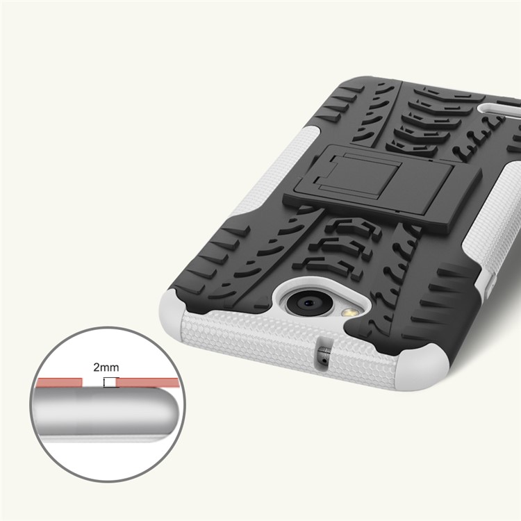 Tyre Pattern 2-in-1 Kickstand PC + TPU Hybrid Phone Cover for LG X power2 - White-2