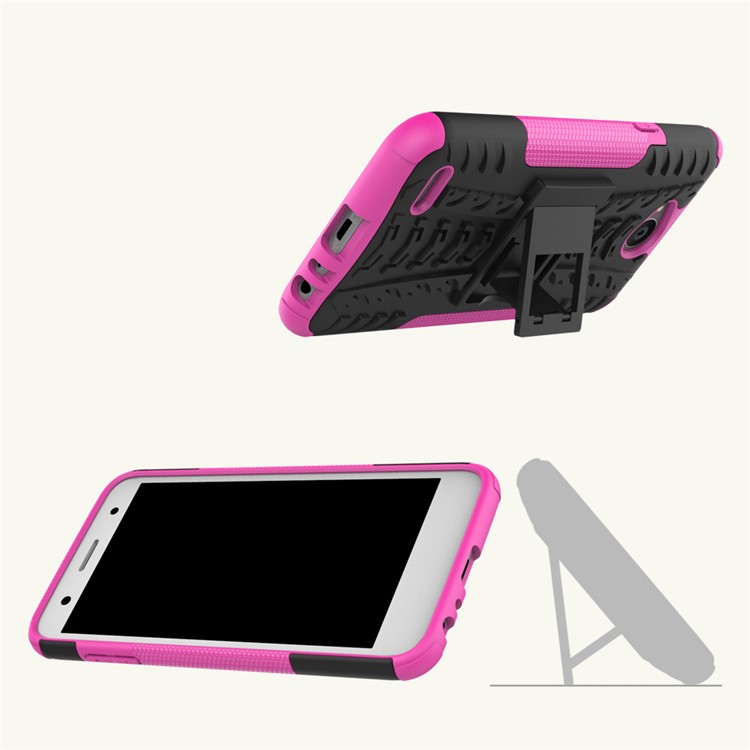 2-in-1 Tyre Pattern Combo PC + TPU Mobile Case Cover with Kickstand for LG X power2 - Rose-2