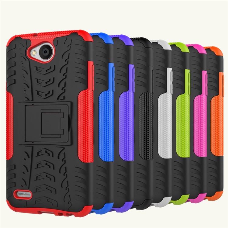 2-in-1 Tyre Pattern Combo PC + TPU Mobile Case Cover with Kickstand for LG X power2 - Rose-3