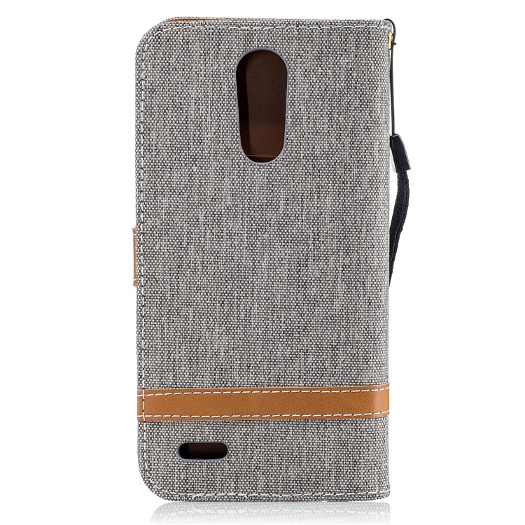 Two-tone Jean Cloth PU Leather Wallet Flip Stand Case for LG K10 (2017) EU Version - Grey-3