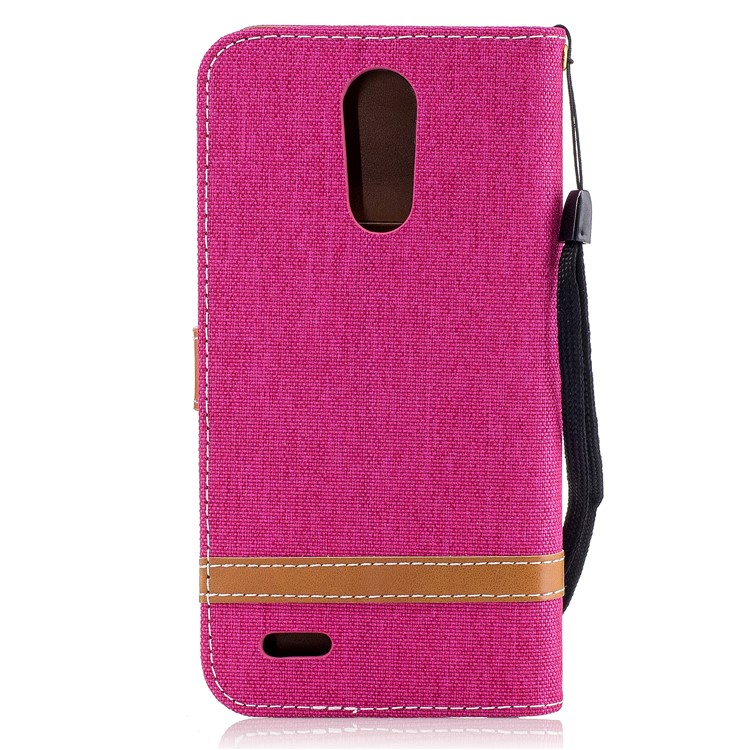 Two-tone Jean Cloth PU Leather Wallet Flip Stand Shell for LG K10 (2017) EU Version - Rose-3