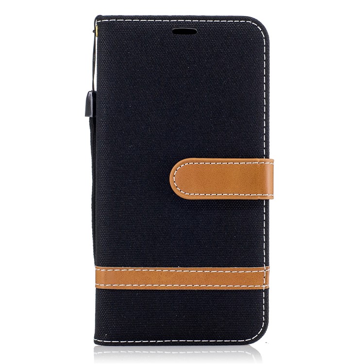 For LG K4 (2017) EU Version Jean Cloth Texture Leather Stand Card Slots Phone Shell - Black-2