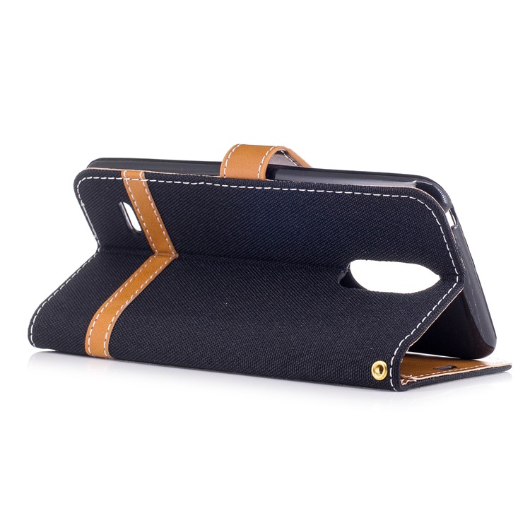 For LG K4 (2017) EU Version Jean Cloth Texture Leather Stand Card Slots Phone Shell - Black-4