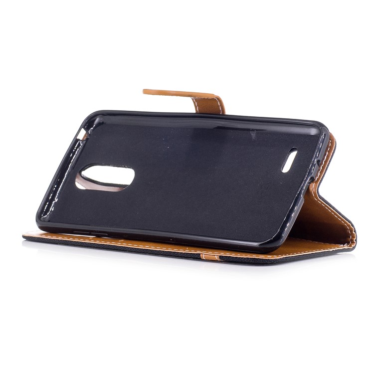 For LG K4 (2017) EU Version Jean Cloth Texture Leather Stand Card Slots Phone Shell - Black-5
