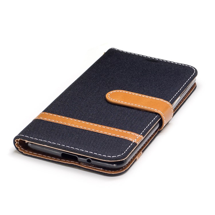 For LG K4 (2017) EU Version Jean Cloth Texture Leather Stand Card Slots Phone Shell - Black-6