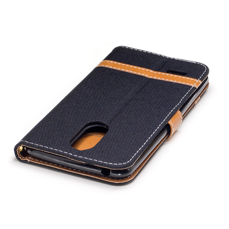 For LG K4 (2017) EU Version Jean Cloth Texture Leather Stand Card Slots Phone Shell - Black-7