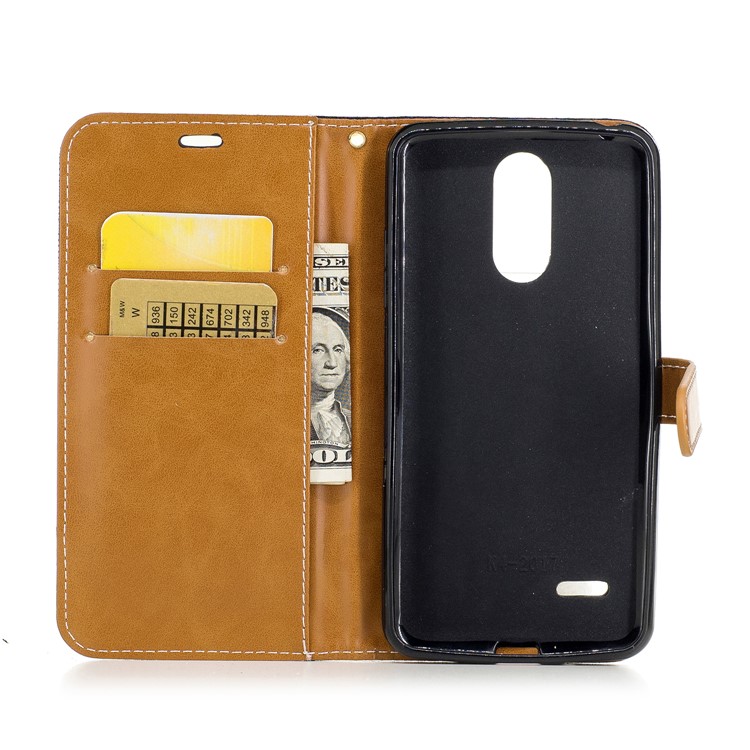 For LG K4 (2017) EU Version Jean Cloth Texture Leather Stand Card Slots Phone Shell - Black-8