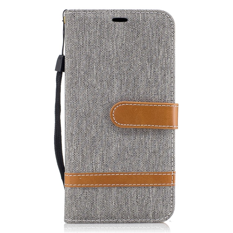 For LG K4 (2017) EU Version Jean Cloth Texture Leather Card Slots Phone Casing - Grey-2