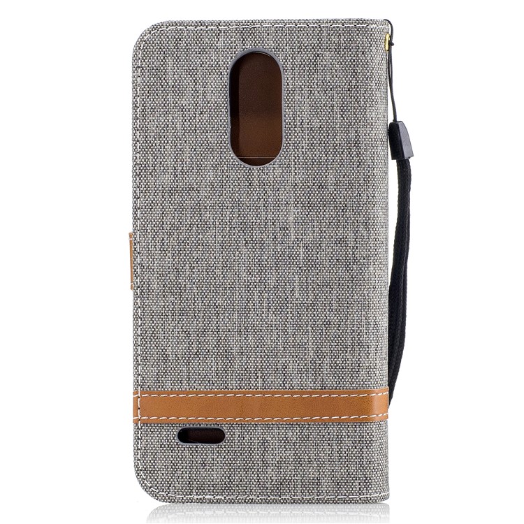 For LG K4 (2017) EU Version Jean Cloth Texture Leather Card Slots Phone Casing - Grey-3