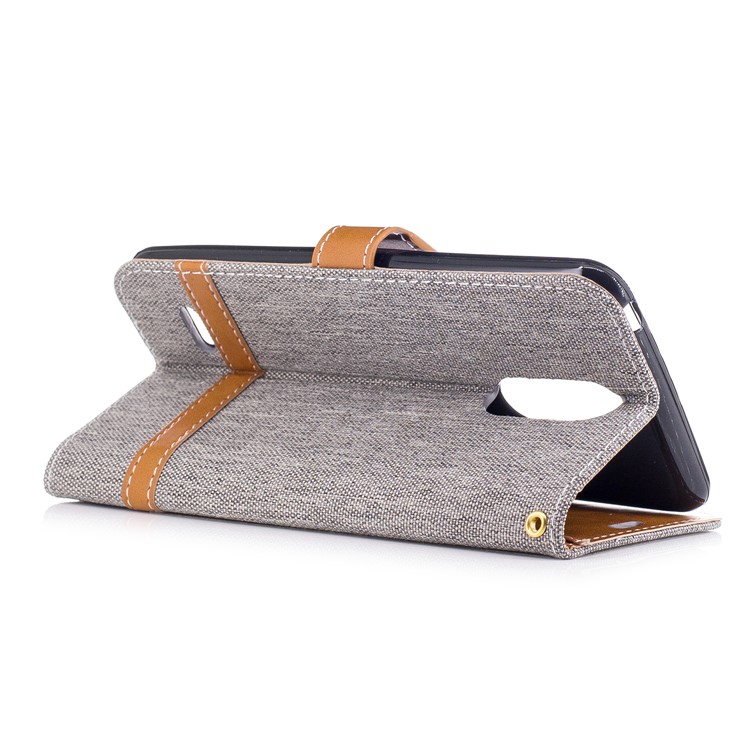 For LG K4 (2017) EU Version Jean Cloth Texture Leather Card Slots Phone Casing - Grey-4