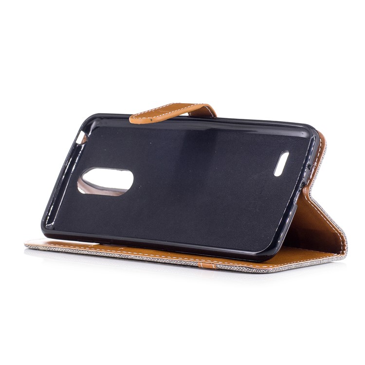 For LG K4 (2017) EU Version Jean Cloth Texture Leather Card Slots Phone Casing - Grey-5