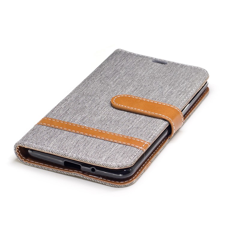 For LG K4 (2017) EU Version Jean Cloth Texture Leather Card Slots Phone Casing - Grey-6