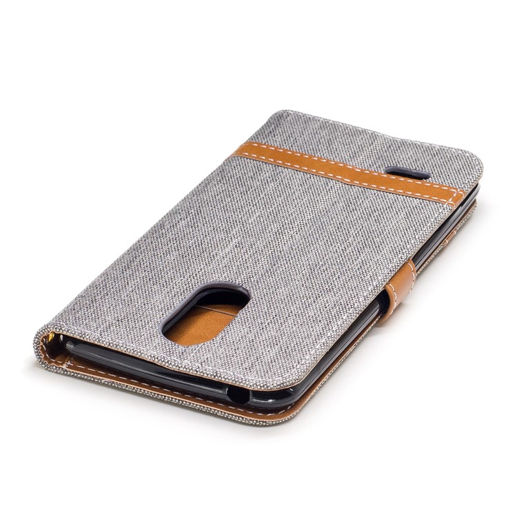For LG K4 (2017) EU Version Jean Cloth Texture Leather Card Slots Phone Casing - Grey-7