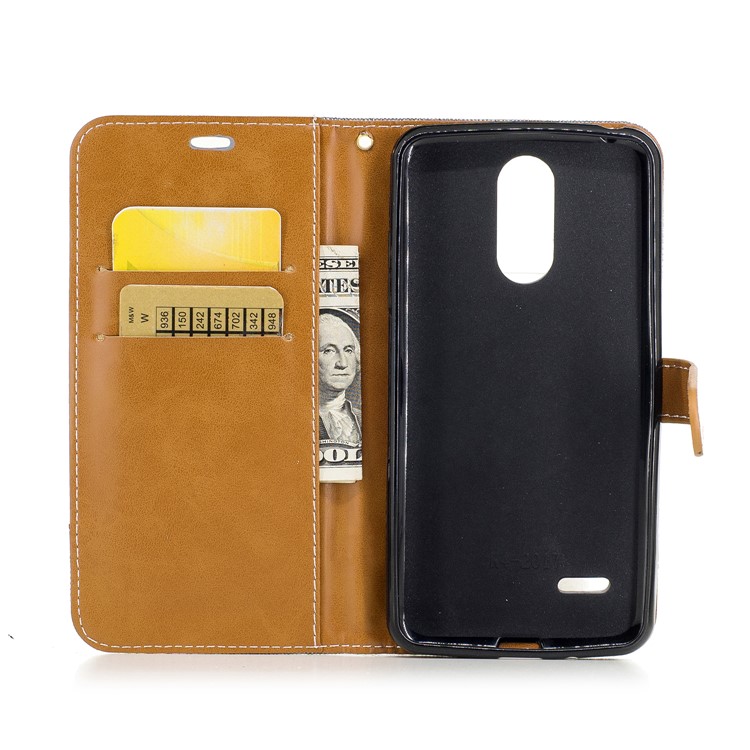 For LG K4 (2017) EU Version Jean Cloth Texture Leather Card Slots Phone Casing - Grey-8