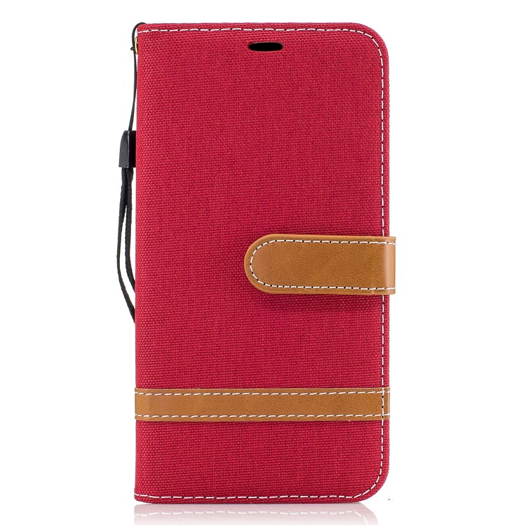 Jean Cloth Texture Leather Phone Casing Card Slots for LG K4 (2017) EU Version - Red-2