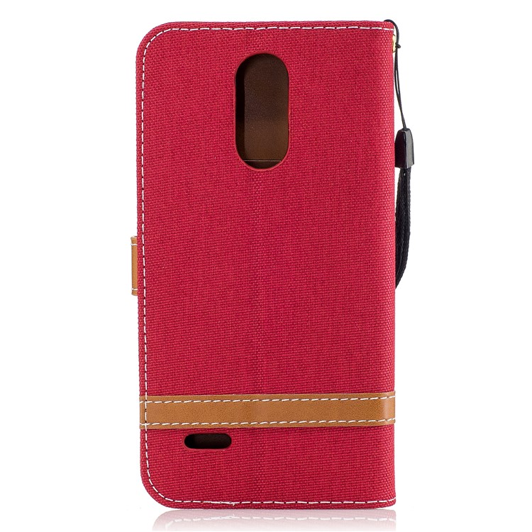Jean Cloth Texture Leather Phone Casing Card Slots for LG K4 (2017) EU Version - Red-3