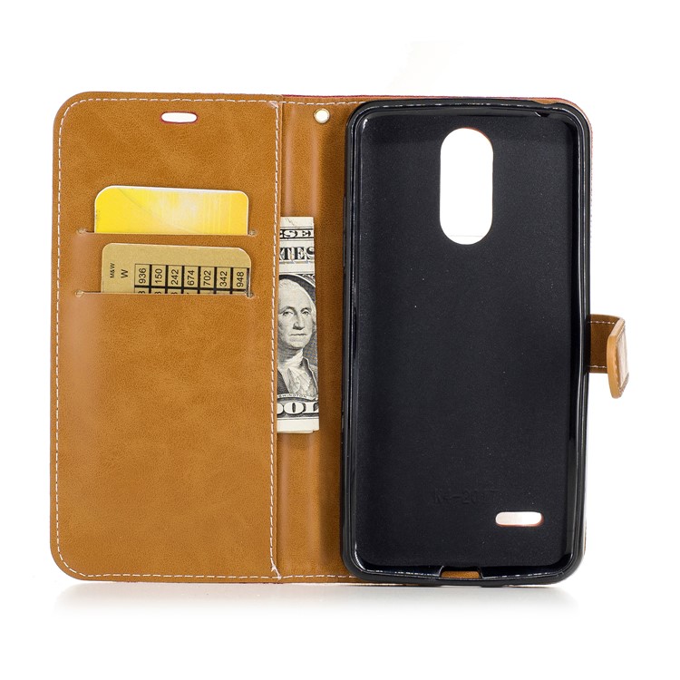 Jean Cloth Texture Leather Phone Casing Card Slots for LG K4 (2017) EU Version - Red-8