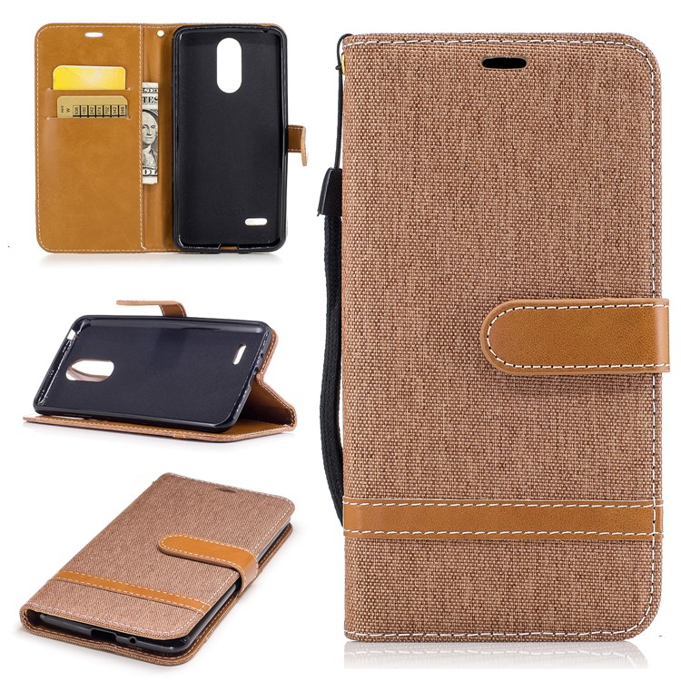 Jean Cloth Texture Leather Card Slots Cover for LG K4 (2017) EU Version - Khaki-1