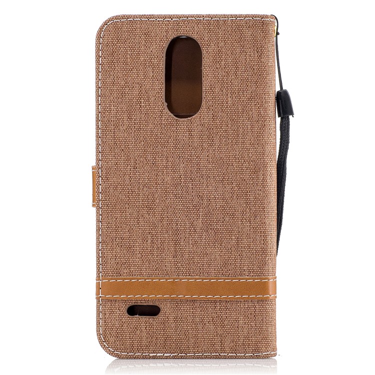 Jean Cloth Texture Leather Card Slots Cover for LG K4 (2017) EU Version - Khaki-3