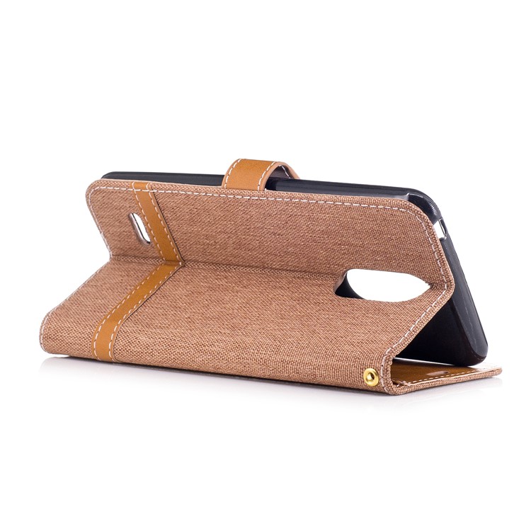 Jean Cloth Texture Leather Card Slots Cover for LG K4 (2017) EU Version - Khaki-4