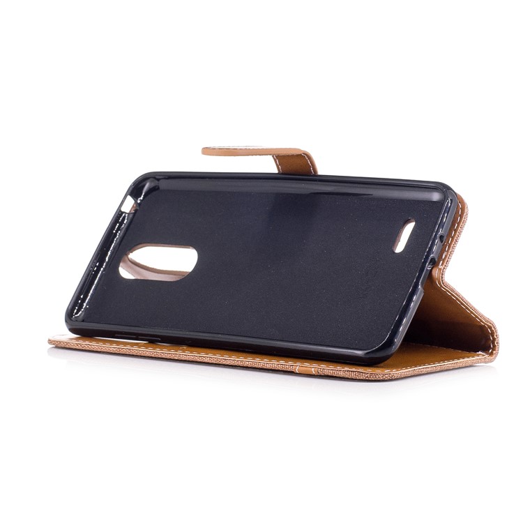 Jean Cloth Texture Leather Card Slots Cover for LG K4 (2017) EU Version - Khaki-5